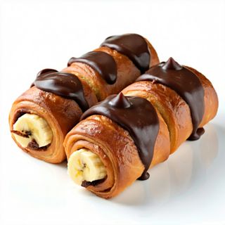 Rollitos de chocolate y plátano, 4 Unidades.