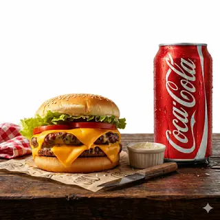 Double Cheese Burger + Boisson (Coca cola , Sprite ou Fanta)
