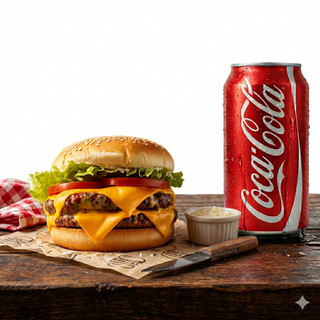 Double Cheese Burger + Boisson (Coca cola , Sprite ou Fanta)