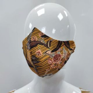 Mascarilla Con Funda De Tela Estampado Mostaza