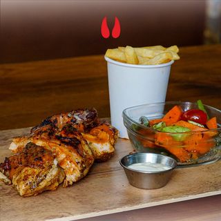 1/4 de poulet BLANC + Deux garnitures