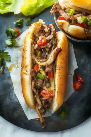 Bocadillo de pollo marinado