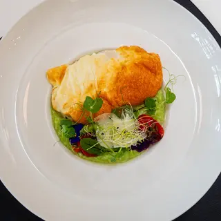 Piept de pui in crusta de parmezan cu rizotto