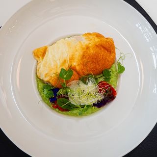 Piept de pui in crusta de parmezan cu rizotto