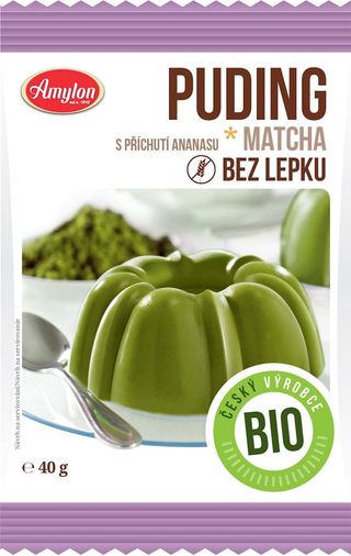 Budyń z herbatą matcha o smaku ananasowym (bezglutenowy) BIO 40 g - AMYLON