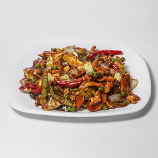 Piletina sa povrćem u sosu od crnog bibera 400g