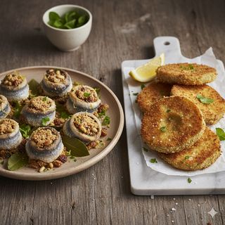 Acciughe alla beccafico e carciofi impanati