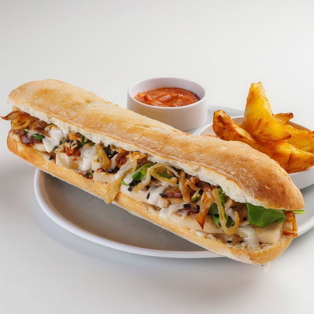 Sándwich De Pollo Y Cebollita Crocante