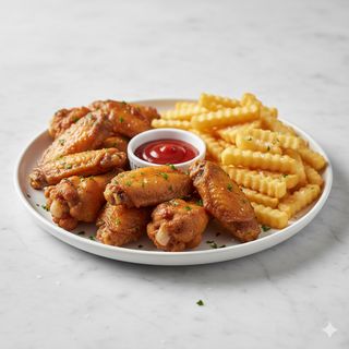 Alitas De Pollo 7 Uds. Con Patatas