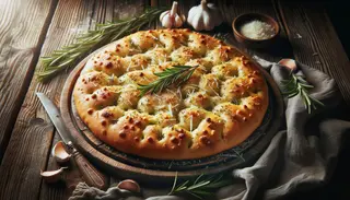 Focaccia cu parmezan usturoi si rozmarin