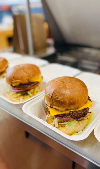 2 beef burgers + fries + A drink