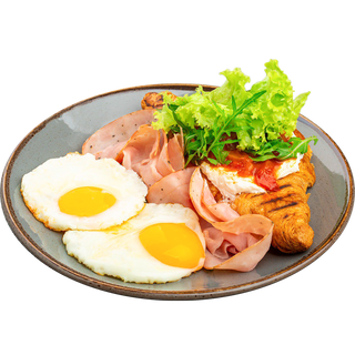 Яєчня із круасаном і шинкою(на виніс)