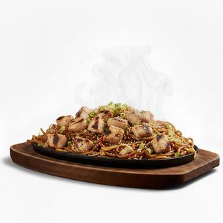 Spaghetti alla griglia con pollo