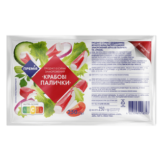 Палички крабові «Премія» продукт з сурімі заморожені (250г)