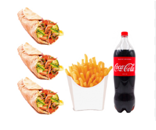 Súper oferta 3 uds. durum kebab + patatas grandes