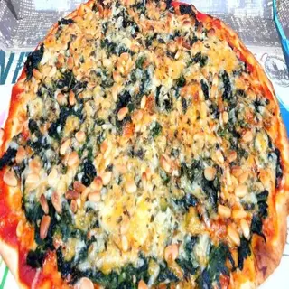 pizza de espinacas con piñones y pasas (normal)
