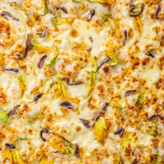 Fiori di zucca, pomodorini e alici  - 1/4 teglia