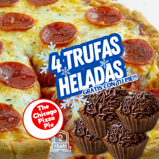 4 TRUFAS DE CHOCOLATE GRATIS + PIZZA PEPPERONI Masa Chicago 30cm