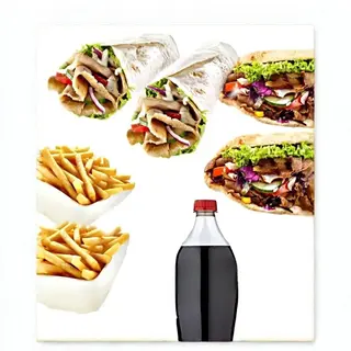 2 durum + 2 doner kebab +2 patatas+ 2L coca cola