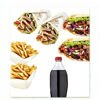 2 durum + 2 doner kebab +2 patatas+ 2L coca cola