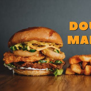 Меню двоен тика масала бургер + пържени картофи + Напитка