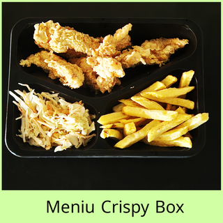 Meniu Crispy Box cu cartofi prajiti si salata coleslaw