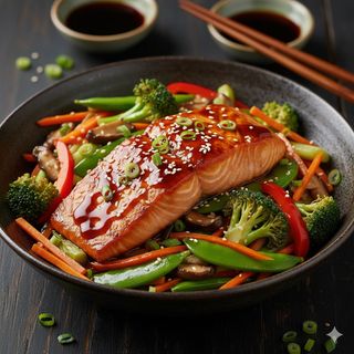 Łosoś teriyaki z warzywami