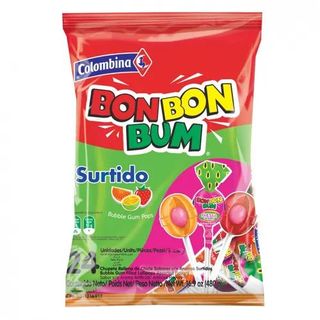 Caramelo Relleno De Chicle Con Palo Bon Bon Bum 24 Uds. 408 Gr.