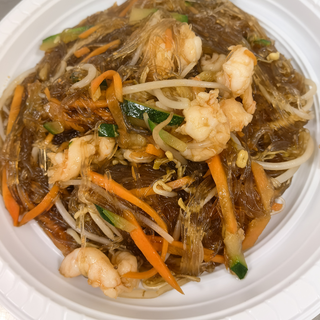 Spaghetti di soia con gamberi