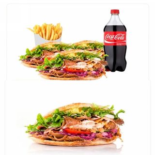 4 kebab +  1 patatas+ Nuggets O Allitas + 2L coca cola