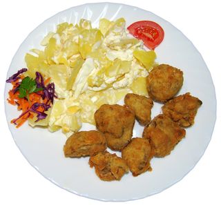 Cartofi frantuzesti cu ficatei pane 