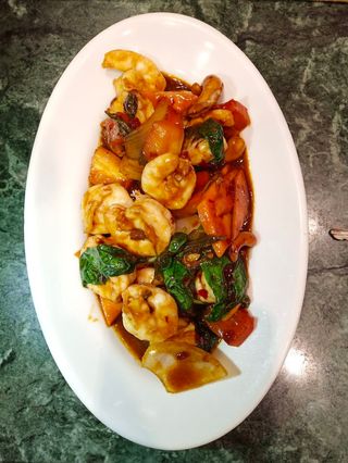 129. Gamberi con basilico