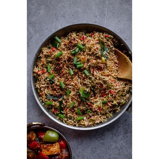 Burnt Garlic Fried Rice With Vegetables In Schezwan/Soya Sauce
