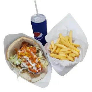 Doner de falafel + papas fritas + refresco