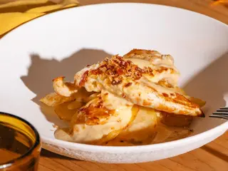 Solomillo de pollo con salsa camembert
