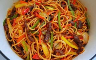 Jollof Spaghetti with beef
