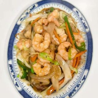 Chop suey de gambas