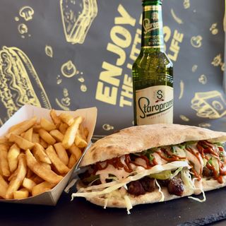 Pork Neck + Fries + Staropramen