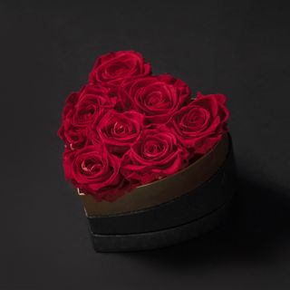 Caja corazón con rosas rojas eternas 8 aprx 