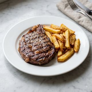 entrecot a la parrilla 300 gramos con patatas fritas