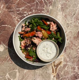 Baked veggies w. our home smoked salmon