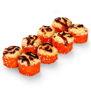 Pieczony roll z krewetkami i łososiem