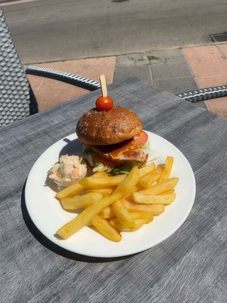 Nando's chicken burger and fries