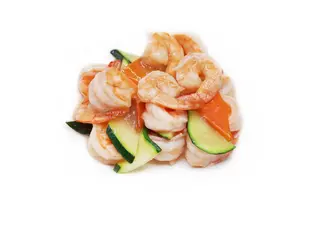 135. Gamberi con verdure