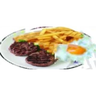 Combinado Carne De Hamburguesa Con Patatas Y Huevo