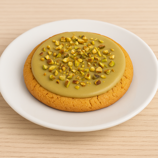 Cookie con cuore di pistacchio glassato al pistacchio