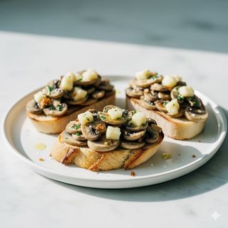 Bruschette funghi trifolati e caciocavillo 3 pezzi