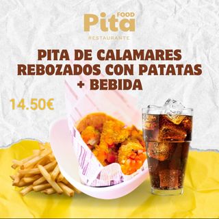 Pita de Calamares + patatas y bebida 