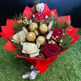 Bouquet de fleurs et chocolat 