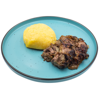 Ficăţei de pui cu ceapă și mămăligă 400g